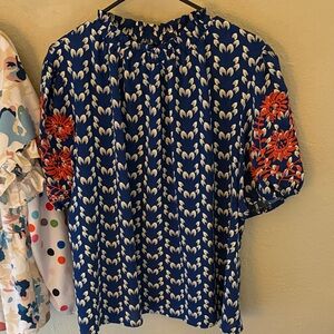 SHEIN Blue and Red Floral Blouse